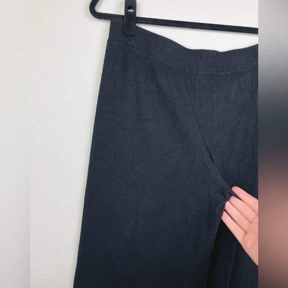 August Silk Women's Large Black Silk Wool Blend Straight Leg Pants Pull On Knit - Picture 9 of 16